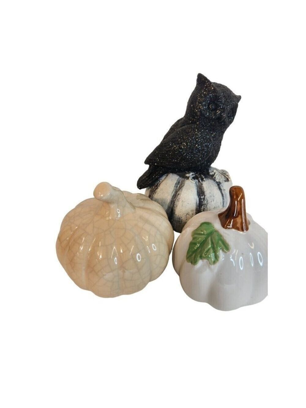Pumpkins Glittered Owl Set 3 6.5" H Fall Halloween Decor - Picture 5 of 9
